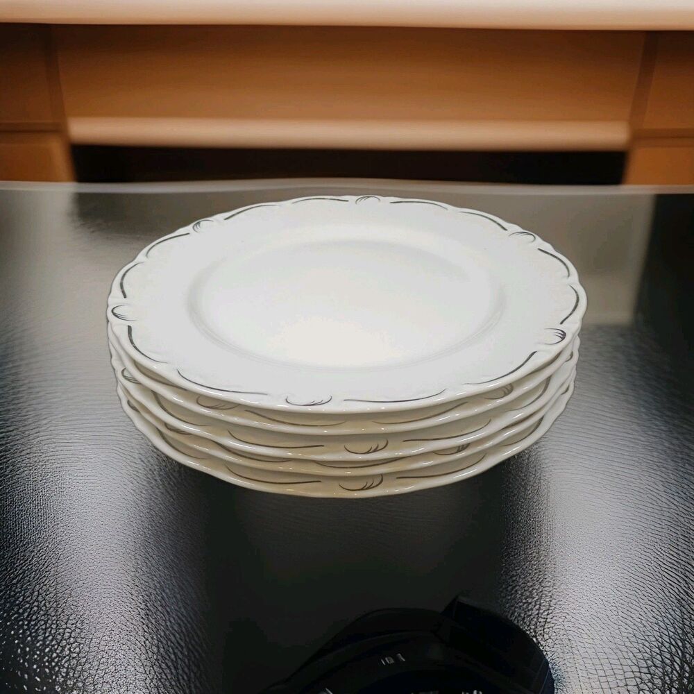 5x Lot Simplicity 5160 Fine China Dinner Plate White Embossed Japan Modern China